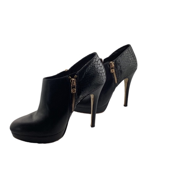 Michael Michael Kors Black Leather & Python York Ankle Boots Size 7 Booties - Picture 6 of 11
